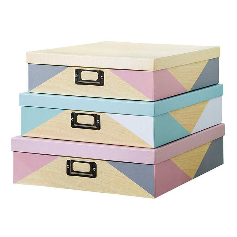 SLPR Decorative Cardboard Storage Boxes With Lids - Set of 3: Paperboard Photo Storage Box, Document Boxes for Organizing and Home Decor, Memory Box For Keepsakes - Image 1